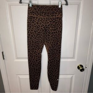 Nike Brown and Black Leopard Print Leggings Running Tights Size XS GUC